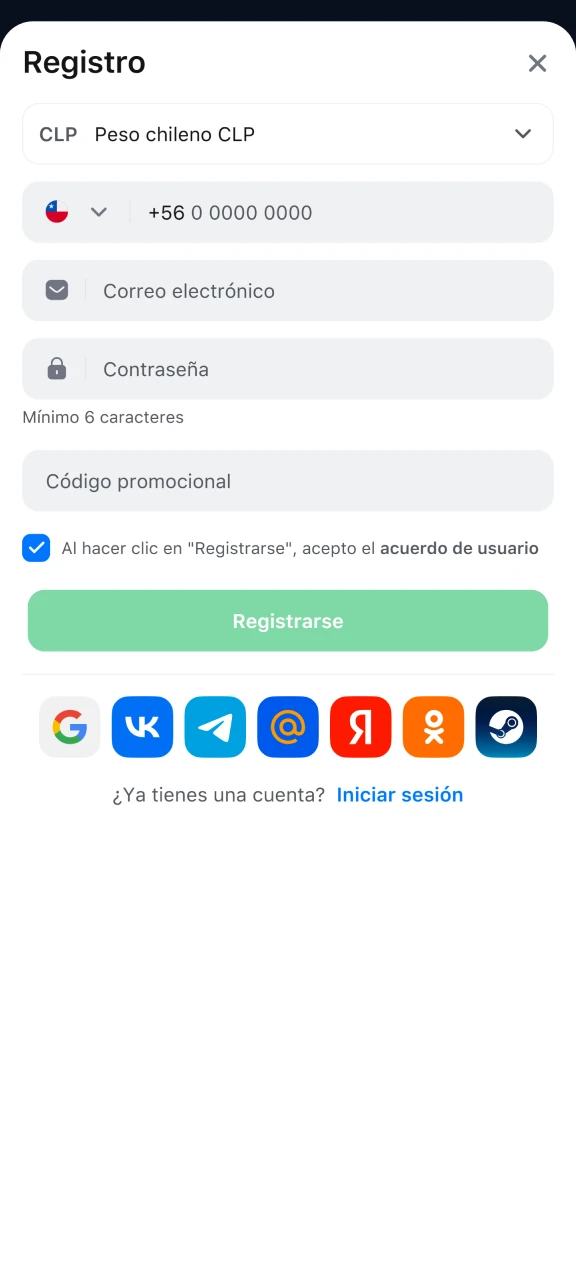 Crea una cuenta en 1win para empezar a jugar.