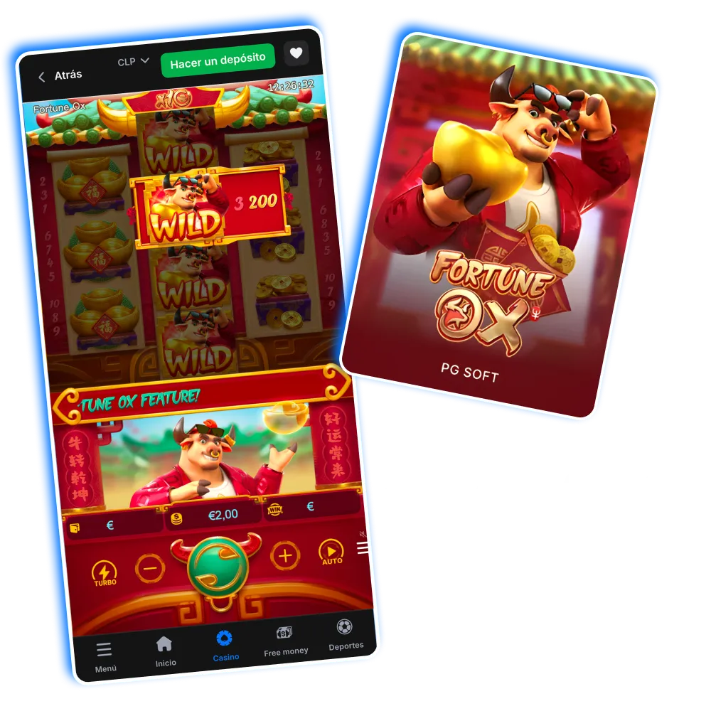 Fortune Ox de Pocket Games Soft accesible en 1win.