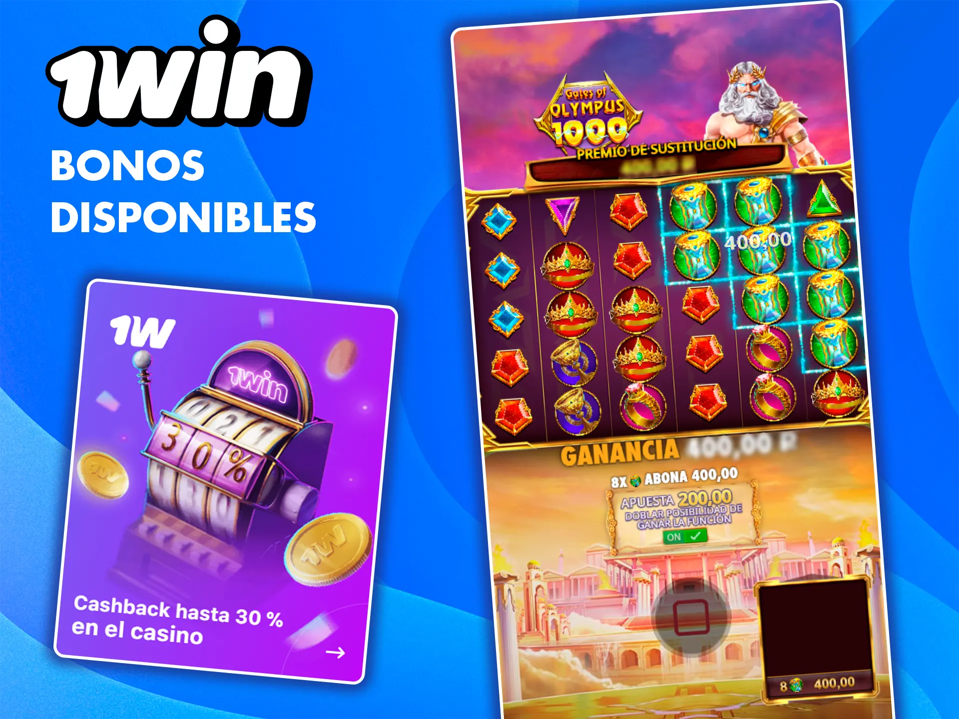 Consigue un bono de 1win para ganar más a menudo en el juego Gates of Olympus 1000.