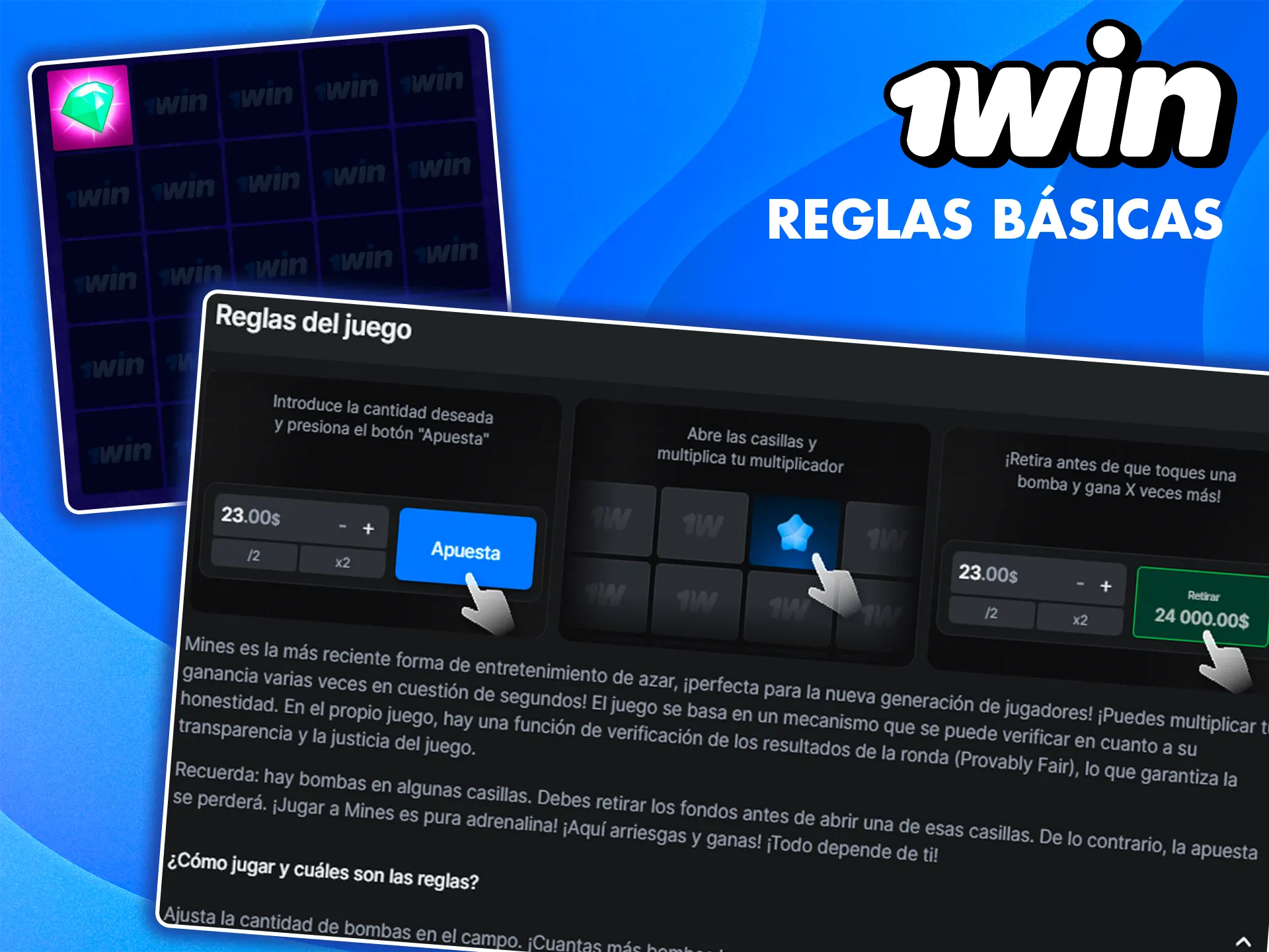 Aprende las reglas del juego Mines de 1win