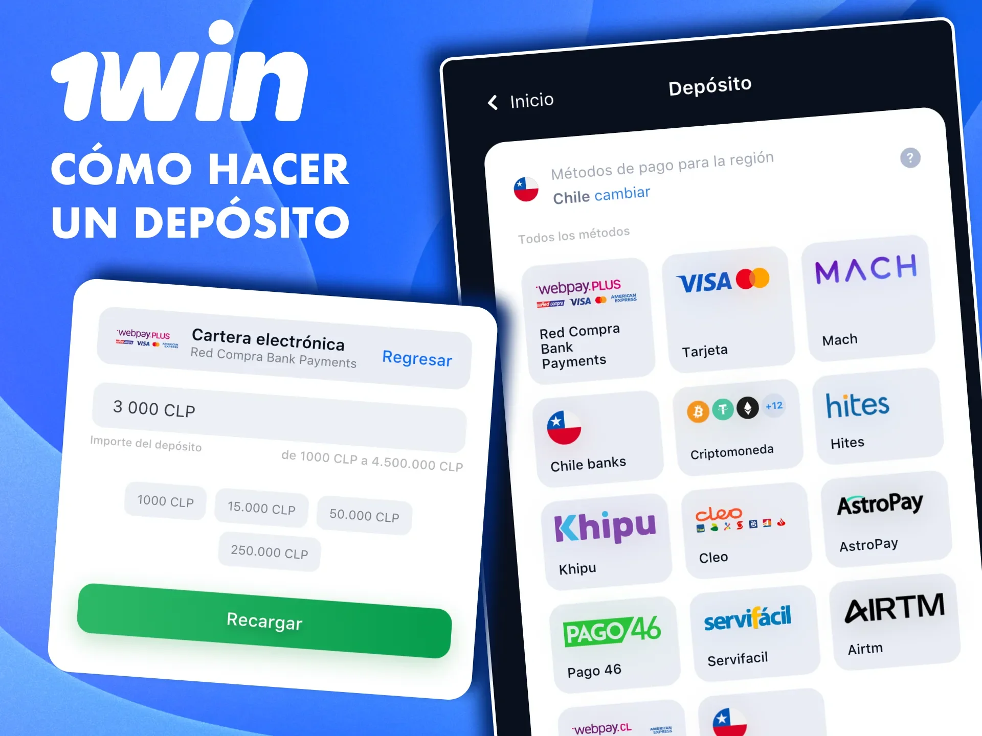 Accede a tu cuenta en 1win y deposita en pocos clics.