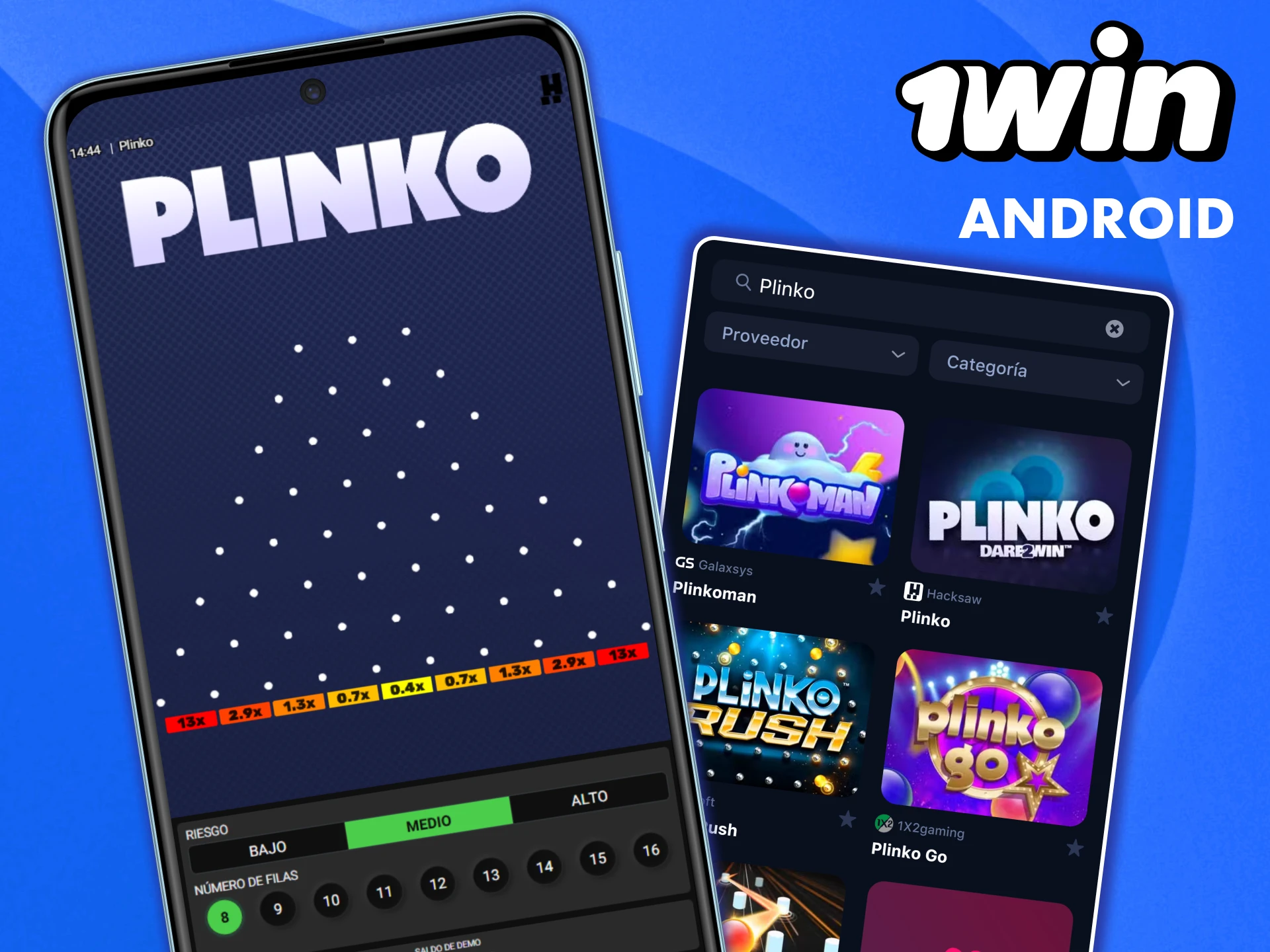 El juego Plinko está disponible a través de la aplicación para Android de 1win.
