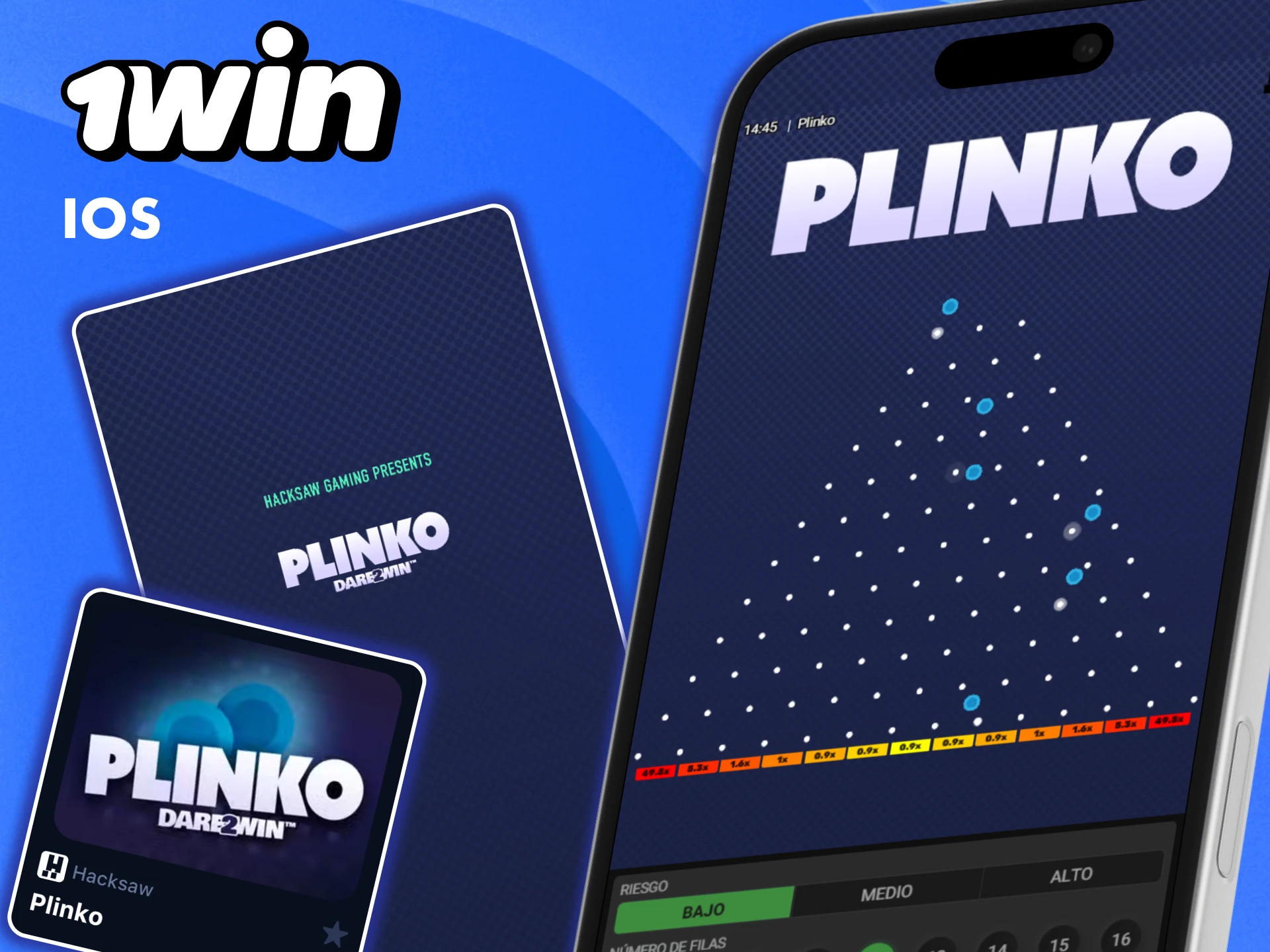 Descarga la aplicación 1win para iOS y juega a Plinko.
