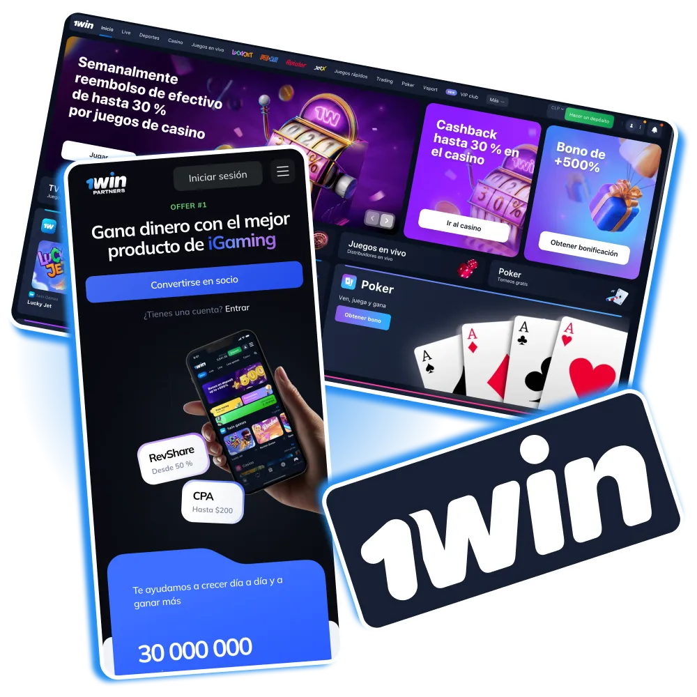 Plataforma multilingüe de 1win con tragamonedas apuestas deportivas y programa de afiliados.