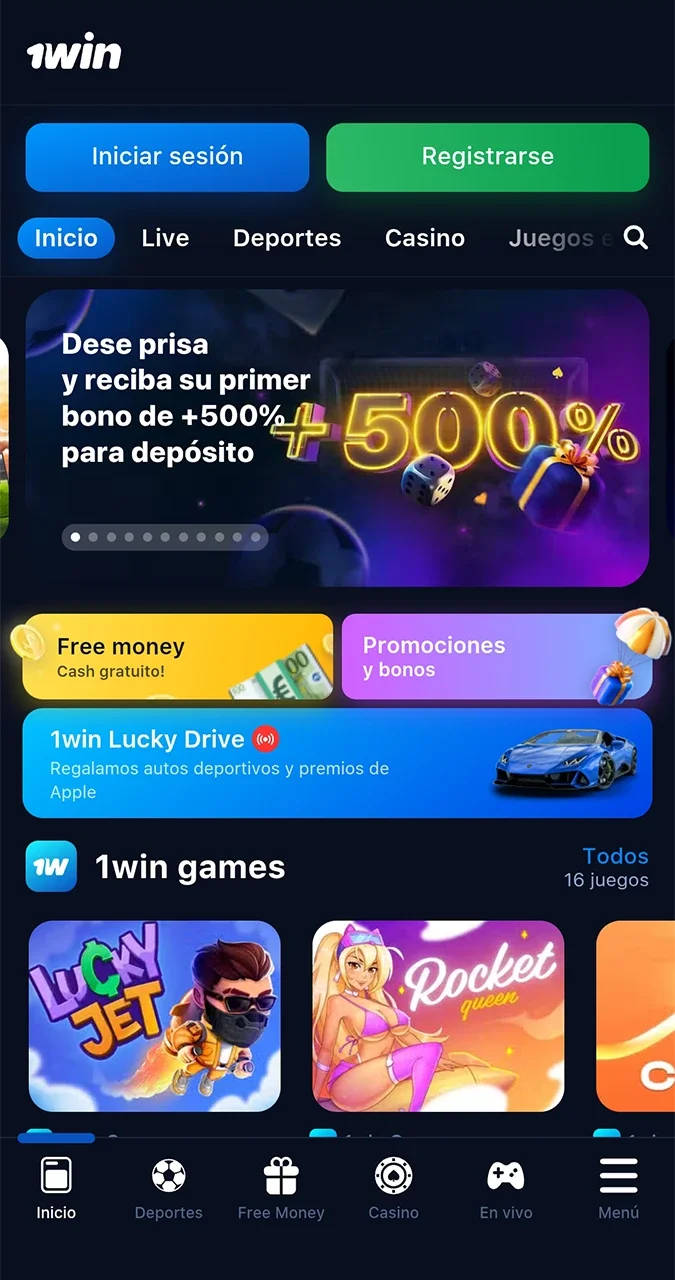 Seleccione el icono Android para acceder al sitio web de 1win y descargar la aplicación.