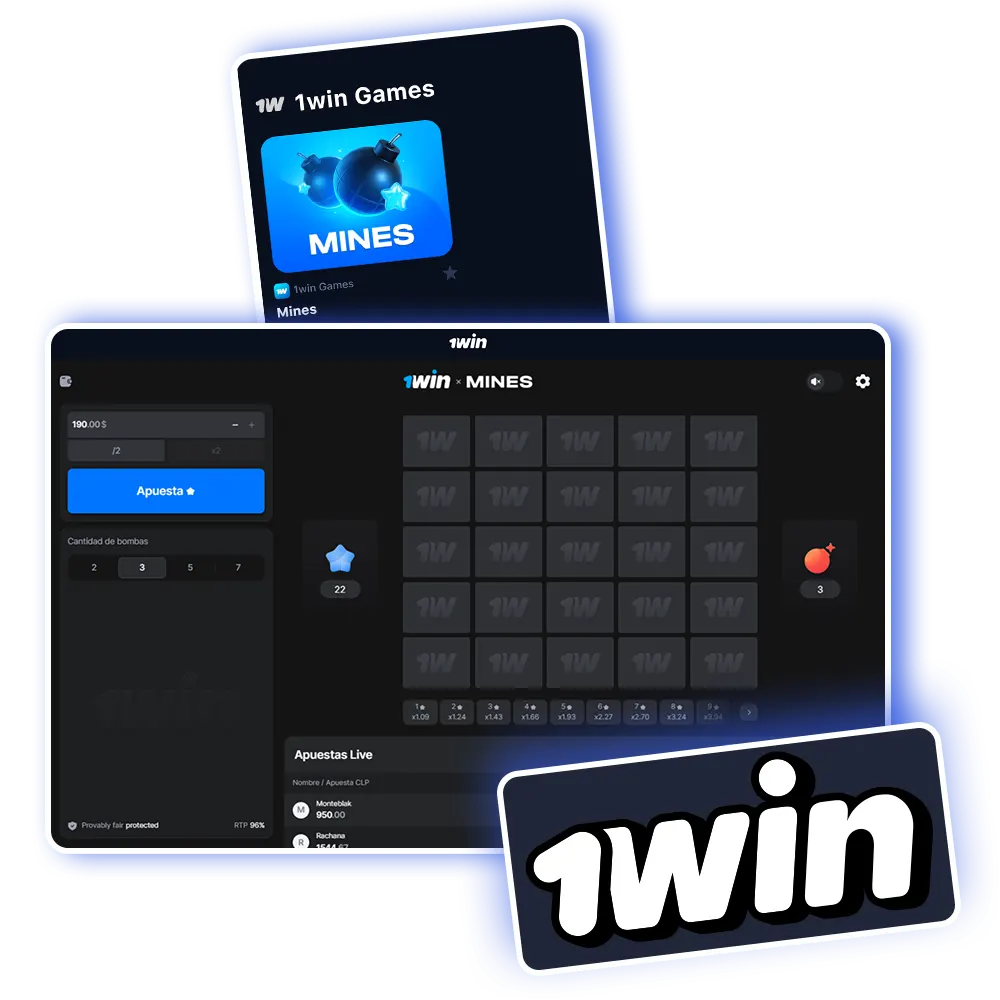 Atrévete a jugar a Mines de 1win para poner a prueba tu suerte.
