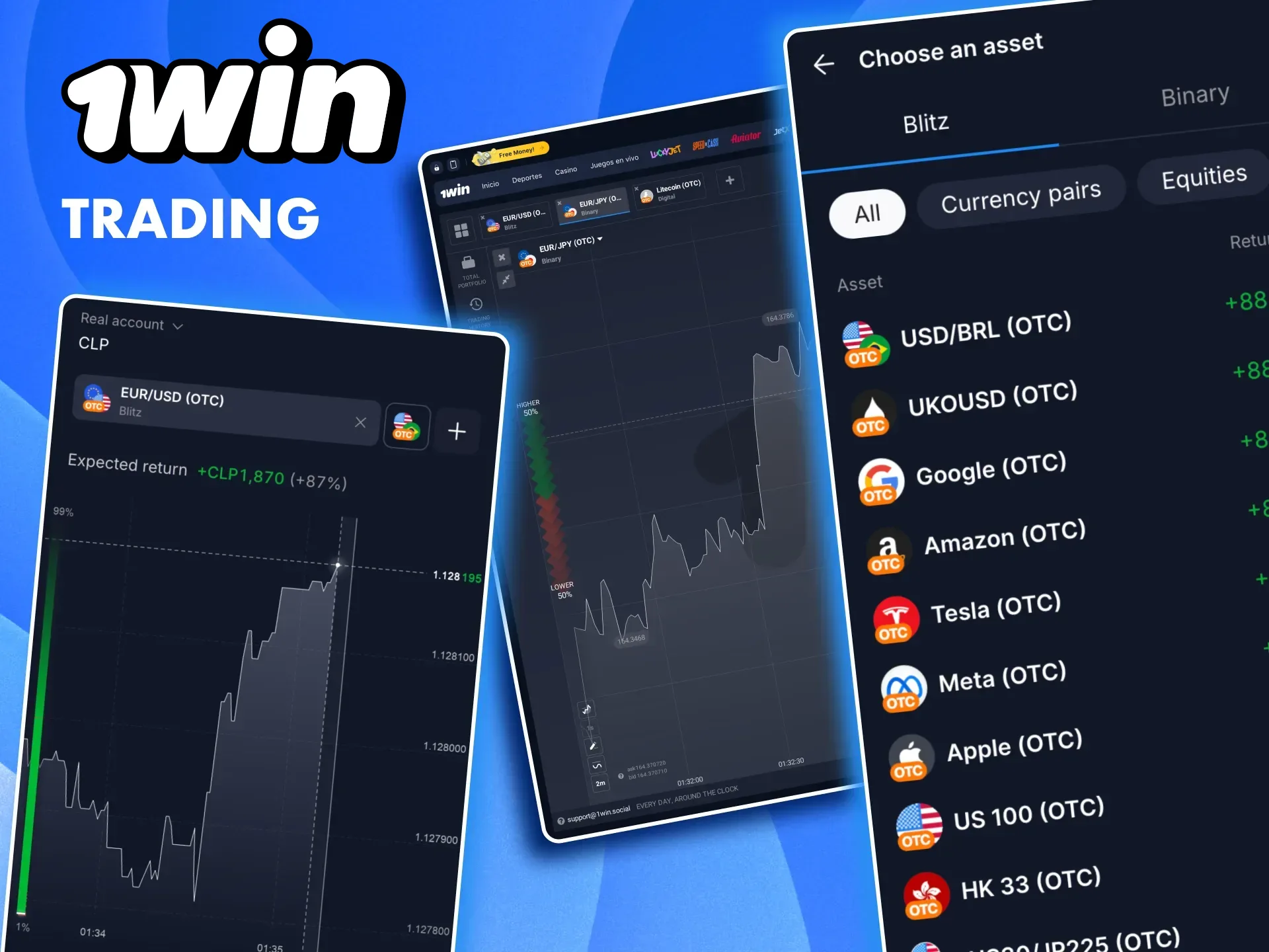Haz trading en 1Win con acciones, criptomonedas y activos financieros.